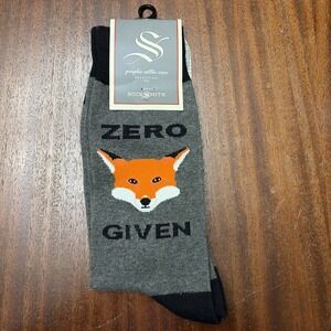 SockSmith Zero Fox Given Mens One Size Gray Cotton Funny Graphic Crew Socks